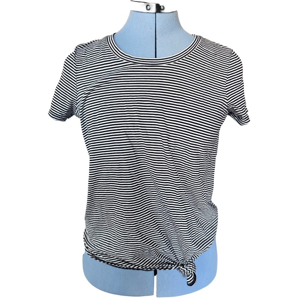 MADEWELL Short Sleeve Striped Black and White Women's Top